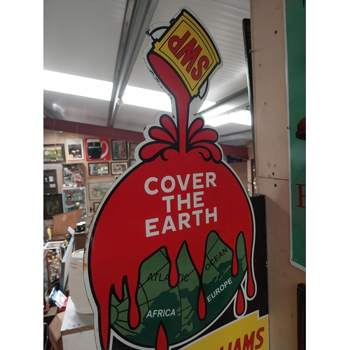 795 - Sherwin-Williams Paints Cover the Earth double sided enamel advertising wall sign. {101 cm H x 58 cm... 