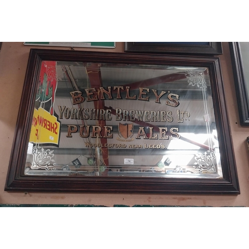 798 - Bentley's  Yorkshire Breweries advertising mirror. {68 cm H}.