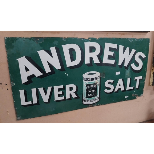 799 - Early 20th C. Andrews Liver Salts enamel advertising sign. {51 cm H x 101 cm W}.