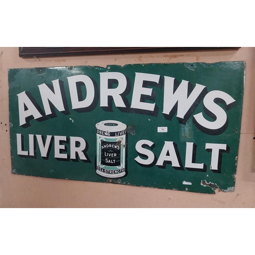 799 - Early 20th C. Andrews Liver Salts enamel advertising sign. {51 cm H x 101 cm W}.