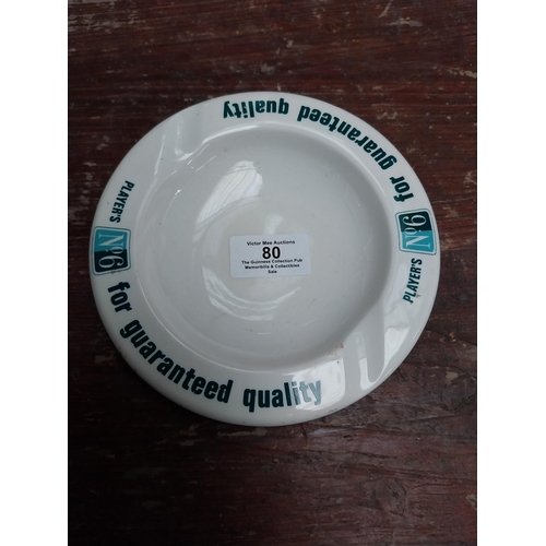 80 - Player's No 6 Arklow Pottery ceramic advertising ashtray. {15 cm Dia.}