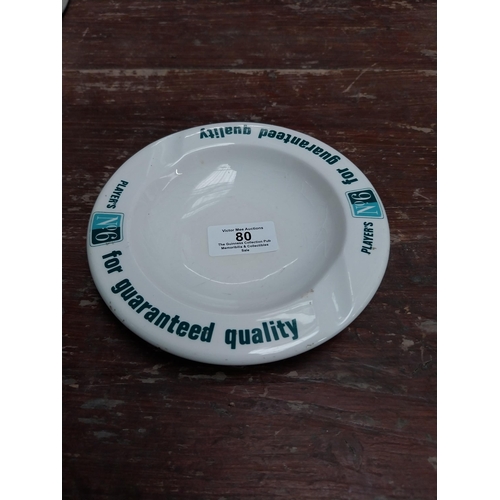 80 - Player's No 6 Arklow Pottery ceramic advertising ashtray. {15 cm Dia.}