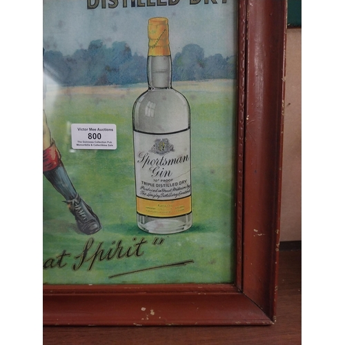 800 - Sportsman Gin A Great Spirit framed Showcard. {47 cm H x 33 cm W}.