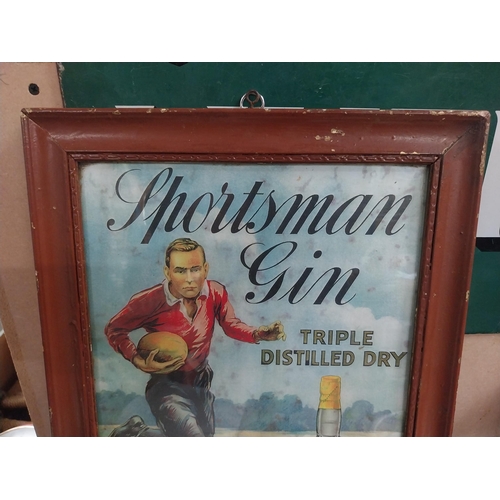 800 - Sportsman Gin A Great Spirit framed Showcard. {47 cm H x 33 cm W}.