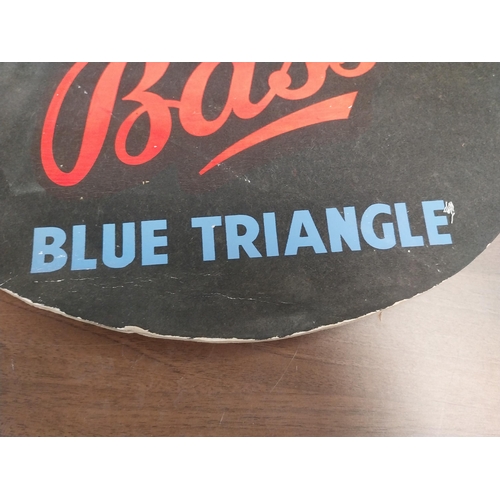 802 - Bass Blue Triangle advertising showcard. {25 cm H x 37 cm W}.