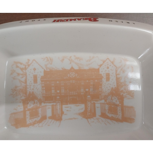 803 - Beamish Irish Stout plastic ashtray {3 cm H x 23 cm W x 17 cm D}  and Vladivar Vodka stoneware water... 