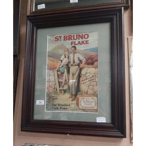 806 - St Bruno Tobacco Flake framed advertising showcard. {55 cm H x 46 cm W}