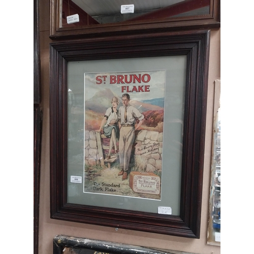 806 - St Bruno Tobacco Flake framed advertising showcard. {55 cm H x 46 cm W}