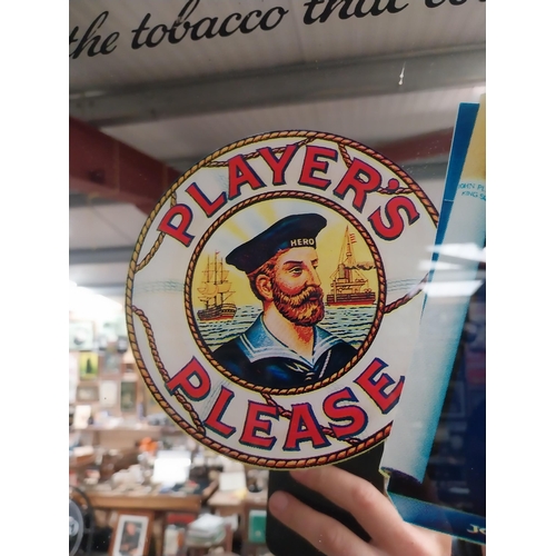 807 - Player's Please It's the Tobacco that Counts framed advertising mirror. {40 cm H x 59 cm W}.