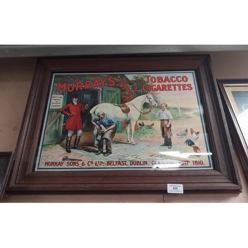 808 - Murray and Sons Tobacco Dublin framed advertising print. {43 cm H x 59 cm W}.