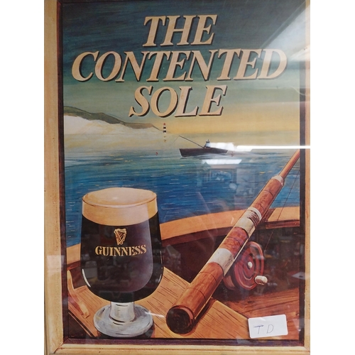 809 - Framed The Contented Sole Guinness advertising print. {44 cm H x 24 cm W}.