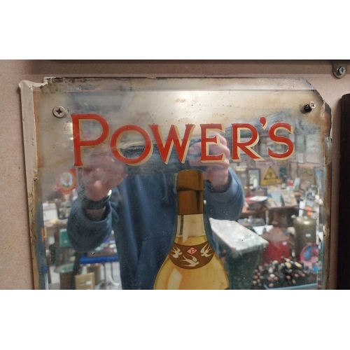 811 - Early 20th C. Power's Whiskey advertising mirror. {45 cm H x 30 cm W}.