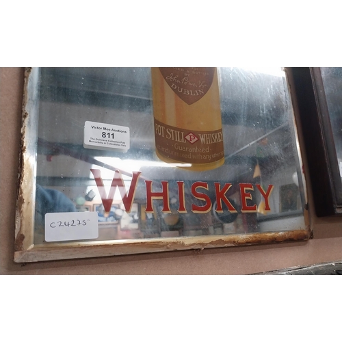 811 - Early 20th C. Power's Whiskey advertising mirror. {45 cm H x 30 cm W}.