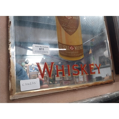 811 - Early 20th C. Power's Whiskey advertising mirror. {45 cm H x 30 cm W}.