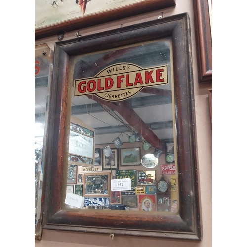 812 - Wills's Gold Flake framed advertising mirror. {41 cm H x 31 cm W}.