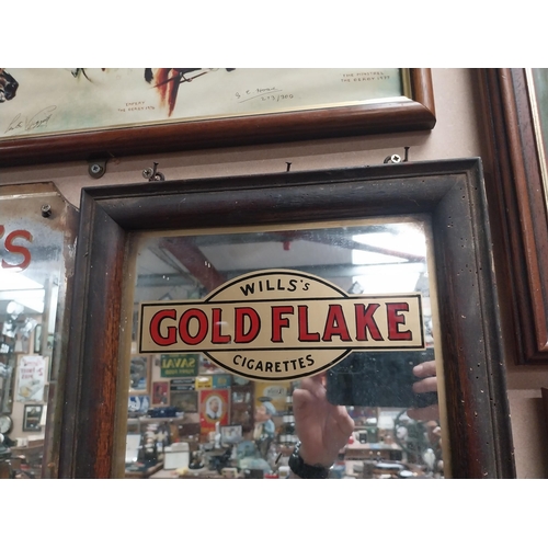 812 - Wills's Gold Flake framed advertising mirror. {41 cm H x 31 cm W}.