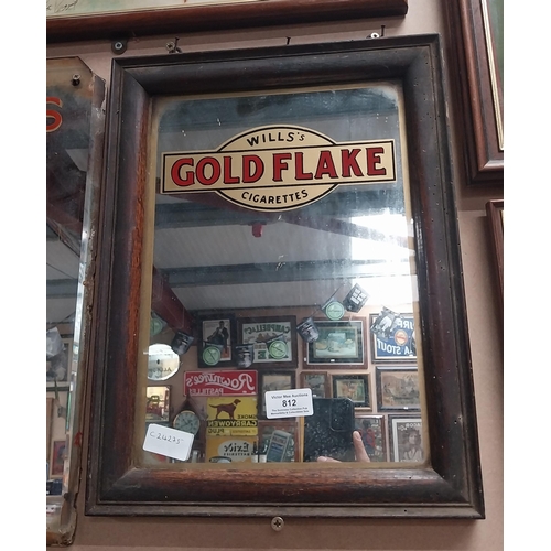 812 - Wills's Gold Flake framed advertising mirror. {41 cm H x 31 cm W}.