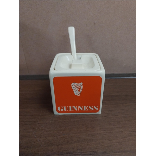 815 - Plastic cream and red salt, pepper and mustard set. Rectangular with Guinness and Harp Design. {13 c... 