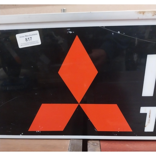 817 - Mitsubishi TV Video Hi Fi double sided light up advertising sign. {23 cm H x 95 cm W x 10 cm D}.