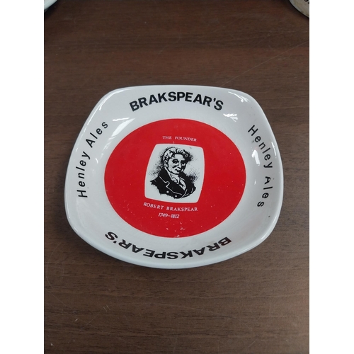 820 - Mac's Good Country Beer Wade advertising ashtray {3 cm H x 13 cm Dia.} and Brakspear's Henley Ales a... 