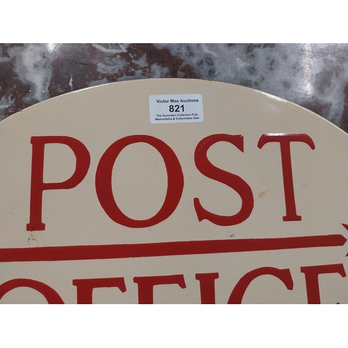 821 - Enamel double sided Post Office sign. {24 cm H x 36 cm W}.