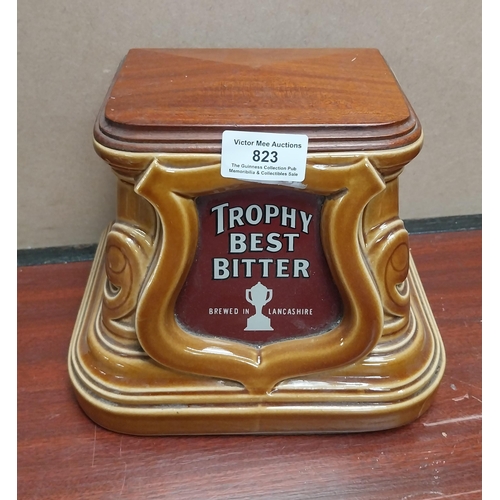 823 - Trophy Best Bitter Lancashire ceramic counter font. {16 cm H x 20 cm W x 15 cm D}.