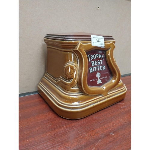 823 - Trophy Best Bitter Lancashire ceramic counter font. {16 cm H x 20 cm W x 15 cm D}.