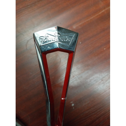 826 - Budweiser Chrome Bar Pull {37 cm H x 15 cm Dia.}