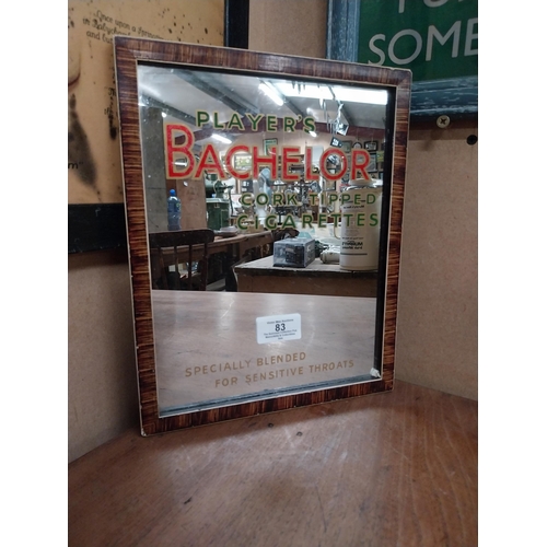 83 - Player's Bachelor cigarettes framed advertising mirror. {28 cm H x 22 cm W}.