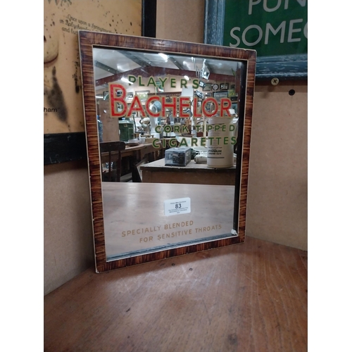 83 - Player's Bachelor cigarettes framed advertising mirror. {28 cm H x 22 cm W}.