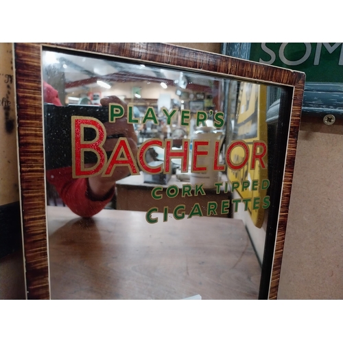 83 - Player's Bachelor cigarettes framed advertising mirror. {28 cm H x 22 cm W}.