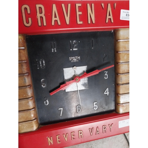 830 - 1950's Craven A advertising clock {35 cm H x 33 cm W x 7 cm D}.