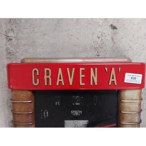 830 - 1950's Craven A advertising clock {35 cm H x 33 cm W x 7 cm D}.