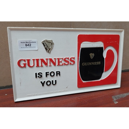 842 - Perspex Guinness Shelf advertising sign. {16 cm H x 28 cm W}.