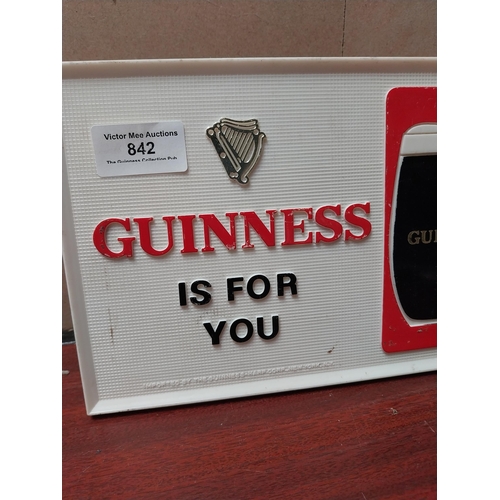 842 - Perspex Guinness Shelf advertising sign. {16 cm H x 28 cm W}.