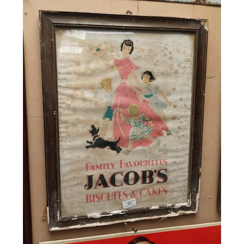 847 - Framed Jacob's Biscuits and Cakes advertising print. {55 cm H x 43 cm W}.