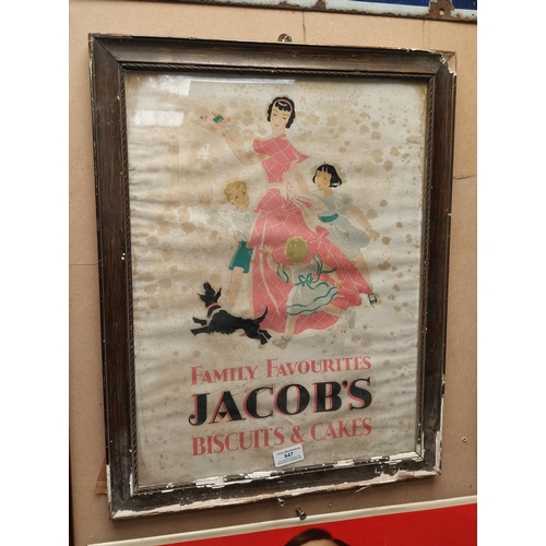 847 - Framed Jacob's Biscuits and Cakes advertising print. {55 cm H x 43 cm W}.