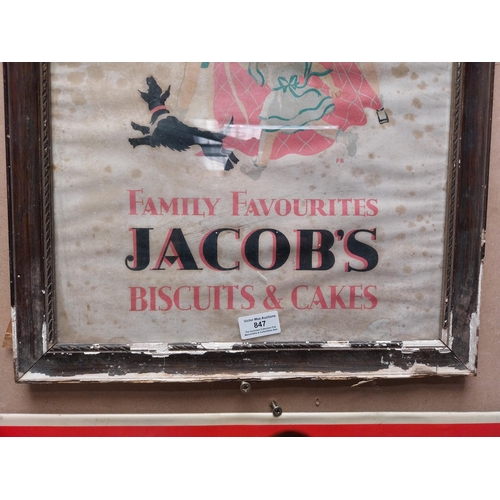 847 - Framed Jacob's Biscuits and Cakes advertising print. {55 cm H x 43 cm W}.