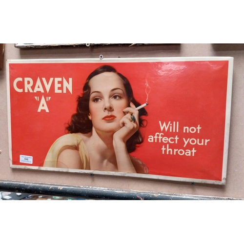 848 - Craven A celluloid advertising sign. {30 cm H x 58 cm W}.