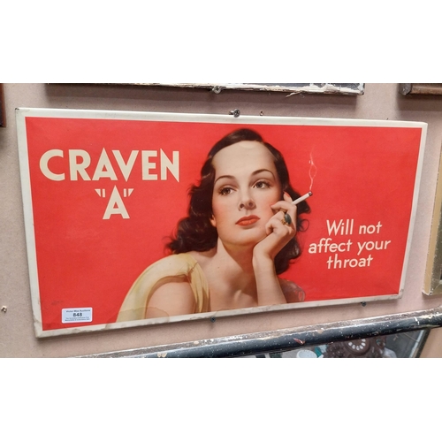 848 - Craven A celluloid advertising sign. {30 cm H x 58 cm W}.