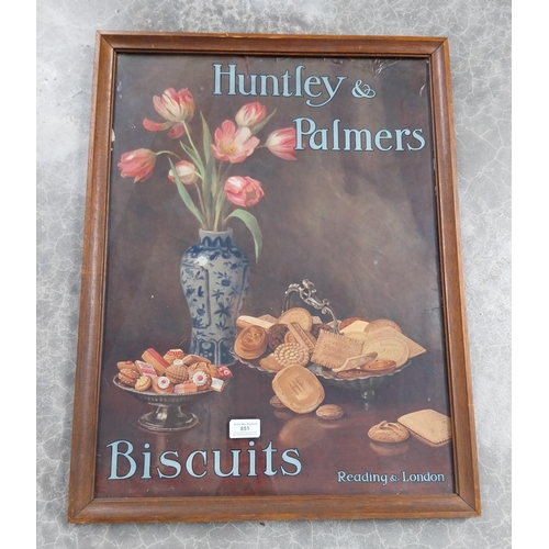 851 - Huntley and Palmers Biscuits framed showcard. {68 cm H x 51 cm W}.