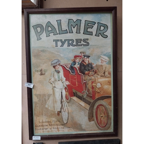 853 - Palmer Tyres framed advertising print. {62 cm H x 41 cm W}.