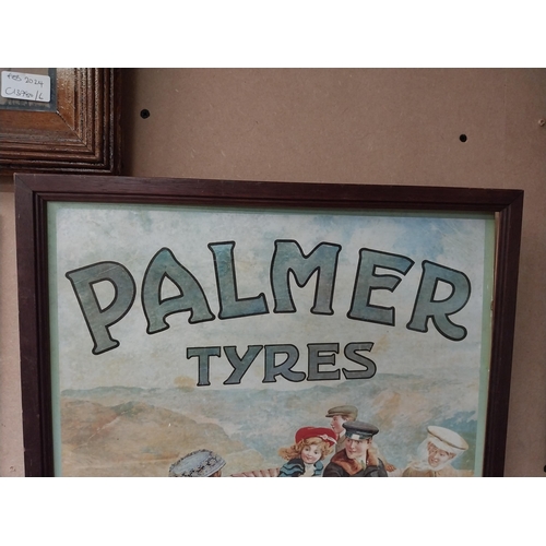 853 - Palmer Tyres framed advertising print. {62 cm H x 41 cm W}.