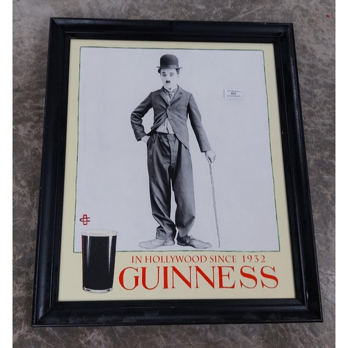 857 - In Hollywood since 1932 Charlie Chaplin Guinness framed advertising print. {60 cm H x 50 cm W}.