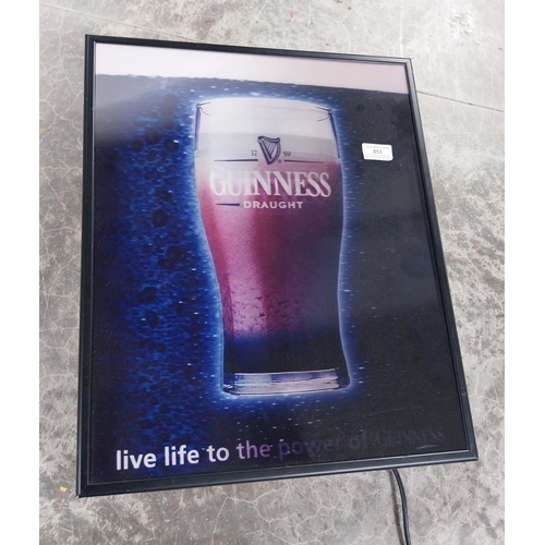 858 - Live Life to the Power of Guinness Light up advertising box. {60 cm H x 42 cm W x 10 cm D}.