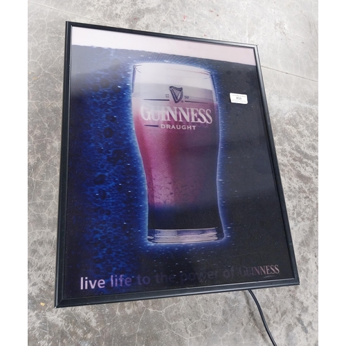 858 - Live Life to the Power of Guinness Light up advertising box. {60 cm H x 42 cm W x 10 cm D}.