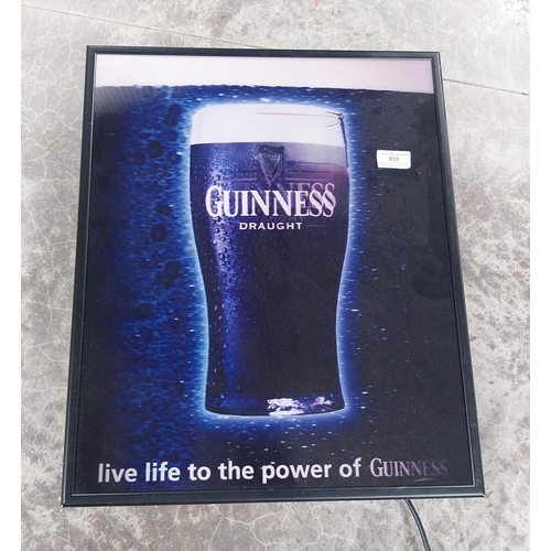 858 - Live Life to the Power of Guinness Light up advertising box. {60 cm H x 42 cm W x 10 cm D}.