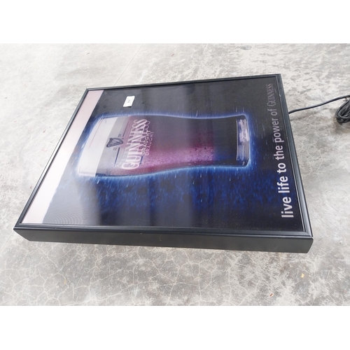 858 - Live Life to the Power of Guinness Light up advertising box. {60 cm H x 42 cm W x 10 cm D}.