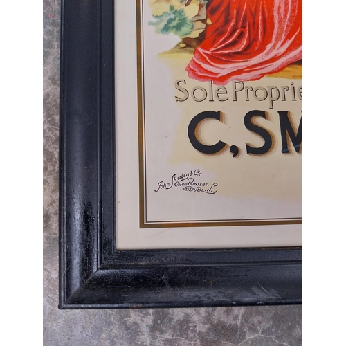 860 - The Coulin Old Irish Whiskey C Smith and Co Dundalk framed advertising print. {71 cm H x 58 cm W}