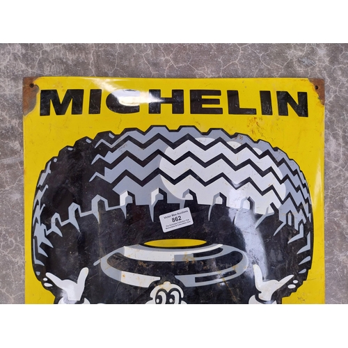 862 - Michelin XY enamel advertising sign. {60 cm H x 40 cm W}.